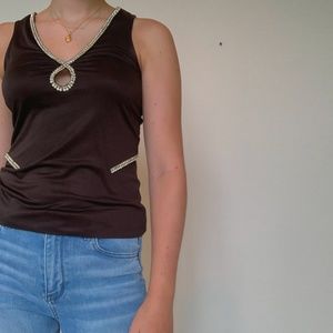 ABS Brown Rhinestone Tank Top